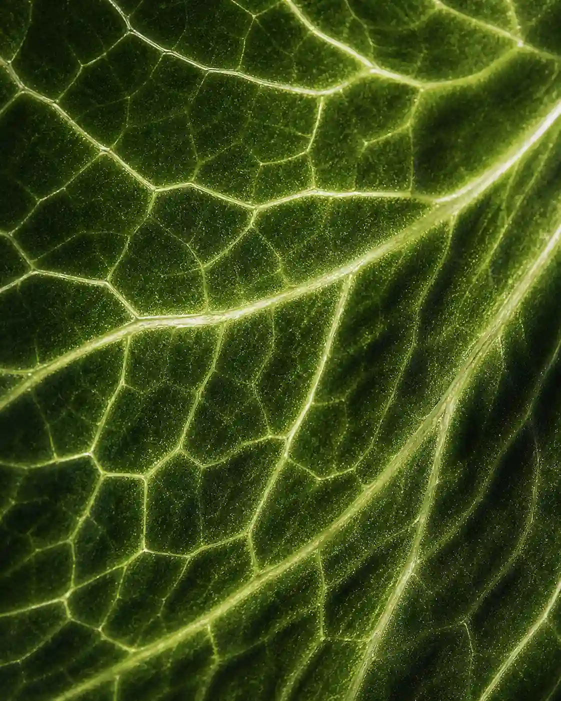 Macro texture of green leaf veins